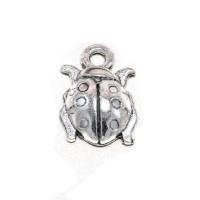 Sinc Alloy Pendants Ainmhithe, Ladybug, dath airgid antique plátáilte, seanré & unisex, airgid, nicil, luaidhe & caidmiam saor in aisce, 14x21mm, Díolta De réir PC