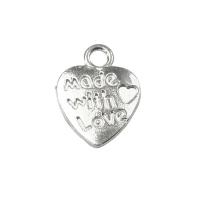 Pendentifs coeur en alliage de zinc, Placage de couleur platine, unisexe, couleur platine, protéger l'environnement, sans nickel, plomb et cadmium, 9x12x1.40mm, Vendu par PC