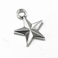 Colgante estrella de la aleación del cinc, aleación de zinc, chapado en color de plata antigua, Vintage & unisexo, plateado, libre de níquel, plomo & cadmio, 19x24x2.70mm, Vendido por UD