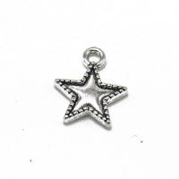 Cink Alloy Star Privjesak, Zvijezda, starinski srebrne boje pozlaćen, Berba & bez spolne razlike, srebro, nikal, olovo i kadmij besplatno, 12x15x1.90mm, Prodano By PC