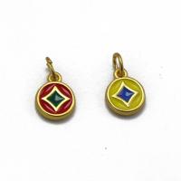 Zinc Alloy émail Pendants, alliage de zinc, Placage de couleur d'or, unisexe, multicolore, protéger l'environnement, sans nickel, plomb et cadmium, 8x11x2.20mm, Vendu par PC