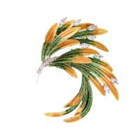 Glazuur broche, Messing, Phoenix, gold plated, micro pave zirconia & voor vrouw, meer kleuren voor de keuze, nikkel, lood en cadmium vrij, 42x34mm, Verkocht door PC