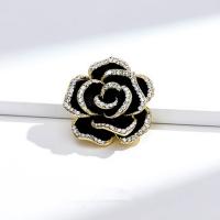 Zinc Alloy Brocher, Flower, guldfarve belagt, for kvinde & med rhinestone, flere farver til valg, nikkel, bly & cadmium fri, 31mm, Solgt af PC