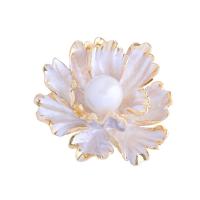 Glazuur broche, Zinc Alloy, Boom Paeony, gold plated, voor vrouw, gouden, nikkel, lood en cadmium vrij, 48x50mm, Verkocht door PC