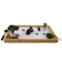 Bambú Zen Sandbox Ornament, medio hecho a mano, para el hogar y la oficina, amarillo, 280x190x28mm, Vendido por UD