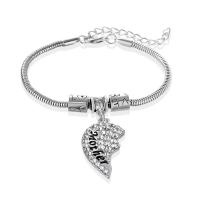 Bracciale gioielli in acciaio inossidabile, 304 acciaio inox, with 1.96inch extender chain, Cuore, placcato color argento, gioielli di moda, nessuno, 30mm, Lunghezza 2.6 pollice, Venduto da PC