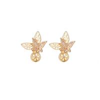 Brass Stud Earring gold color plated & for woman Sold By Pair