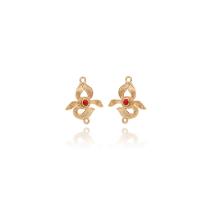 Brass Earring Drop Component with Ruby & turquoise gold color plated for woman Approx 2mm Sold By PC