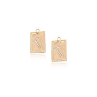 Messing hanger met micro-paved kubieke zirconia's, Plein, gold plated, micro pave zirconia, 19x27mm, Verkocht door PC