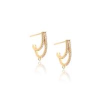 Cúbicos Circonia Pendiente Latón Micro pavimenta, metal, chapado en color dorado, micro arcilla de zirconia cúbica & para mujer, 3x19mm, agujero:aproximado 1mm, Vendido por Par