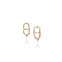 Brass Earring Stud Component gold color plated micro pave cubic zirconia & for woman Sold By Pair