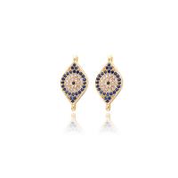 Cubic Zirconia Micro Pave Brass Pendant gold color plated & micro pave cubic zirconia blue Sold By PC