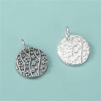 925 Sterling Silver κρεμαστό κόσμημα, Flat Γύρος, DIY & με σχέδιο λουλουδιών, περισσότερα χρώματα για την επιλογή, 14mm, Τρύπα:Περίπου 4mm, 5PCs/Παρτίδα, Sold Με Παρτίδα