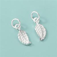 Pendentif en argent Sterling 925, feuille, DIY, argent, 6x14mm, Trou:Environ 4mm, 5PC/lot, Vendu par lot