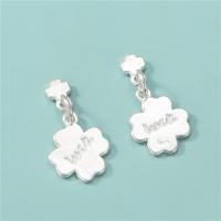 925 Sterling Silver Κρεμαστό κόσμημα, Four Leaf Clover, DIY, ασήμι, 12.50x15.50mm, Τρύπα:Περίπου 4mm, 5PCs/Παρτίδα, Sold Με Παρτίδα