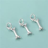 925 sterline d'argento pendente, Osso, DIY, argento, 4.50x13mm, Foro:Appross. 4mm, 5PC/lotto, Venduto da lotto