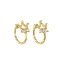 925 argento sterlina Clip orecchino, Corona, placcato, per la donna & con strass, nessuno, 7.30x10mm, Venduto da coppia