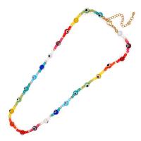 chalumeau collier, avec Seedbead & alliage de zinc, avec 1.96 inch chaînes de rallonge, pour femme, multicolore, Longueur Environ 16.53 pouce, Vendu par PC