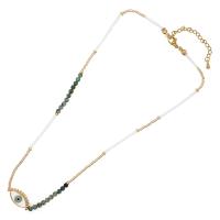 Seedbead colar, with Turquesa Africana & Shell Pearl & grânulo de liga de zinco & Pérolas de água doce, with 1.96 inch extender chain, Estilo boêmio & Vario tipos a sua escolha & para mulher, Mais cores pare escolha, comprimento Aprox 16.53 inchaltura, vendido por PC