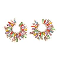 Zinc Alloy Stud Earring, mode smykker & for kvinde & med rhinestone, flerfarvede, nikkel, bly & cadmium fri, 40x41mm, Solgt af par