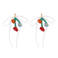 alliage de zinc Boucle d'oreille goutte, avec Des billes de verre & Seedbead, bijoux de mode & pour femme, plus de couleurs à choisir, protéger l'environnement, sans nickel, plomb et cadmium, 78x45mm, Vendu par paire