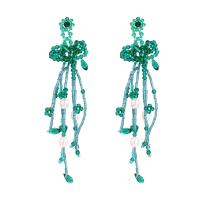 Zinc Alloy Drop Earring, med Krystal & Plastic Pearl, mode smykker & for kvinde, flere farver til valg, nikkel, bly & cadmium fri, 150x35mm, Solgt af par