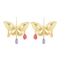 Hars Earring, Zinc Alloy, met Hars, Vlinder, gold plated, mode sieraden & voor vrouw, nikkel, lood en cadmium vrij, 62x60mm, Verkocht door pair