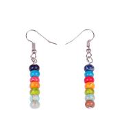 Indruk Jasper Drop Earring, met Zinc Alloy, silver plated, voor vrouw, gemengde kleuren, 53mm, Verkocht door pair