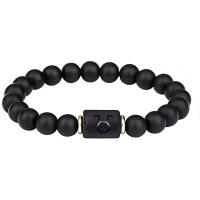 Piedra Abrazine Pulsera, con aleación de zinc, 12 Signos del Zodíaco, chapado en color dorado, unisexo & diferentes estilos para la opción, Negro, 8mm, longitud 7.5 Inch, Vendido por UD