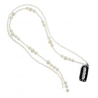 Haar Clip Bevindingen, Plastic Pearl, met Zinc Alloy, plated, Dubbele laag & voor vrouw, wit, Lengte 17.72 inch, Verkocht door PC