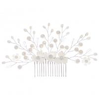 Dekorativni kose Combs, Željezo, s brass wire & Kristal & Plastična Pearl & Akril, srebrne boje pozlaćen, vjenčani dar & za žene, srebro, nikal, olovo i kadmij besplatno, 160x90mm, Prodano By PC