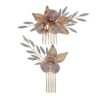 Decoratieve Kammen, Ijzer, met Bergkristal & Plastic Pearl, gold plated, 2 stuks & voor vrouw, gouden, nikkel, lood en cadmium vrij, 2pC's/Stel, Verkocht door Stel