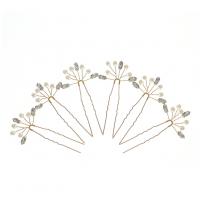 Palillos para el Cabello, fundición, con alambre de latón & diamantes de imitación & Perlas plásticas, chapado en color dorado, 6 piezas & para mujer, dorado, libre de níquel, plomo & cadmio, 85x40mm, 6parespareja/Set, Vendido por Set