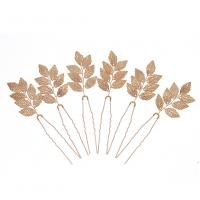 De Stok van het haar, Ijzer, met koperdraad, Blad, gold plated, 6 stuks & voor vrouw, gouden, nikkel, lood en cadmium vrij, 110x35mm, 6pC's/Stel, Verkocht door Stel