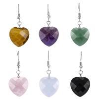 Gemstone Oorbellen, Edelsteen, met Zinc Alloy, Hart, gepolijst, mode sieraden & verschillende materialen voor de keuze & voor vrouw, 46x20x9mm, Verkocht door pair