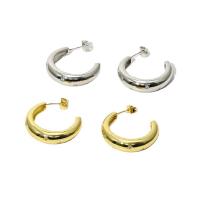 真鍮スタッドピアス, 銅, アルファベットC, 14 K ゴールド メッキ, ファッションジュエリー & マイクロパヴェジルコニア & 女性用, 無色, ニッケル、鉛、カドミウムフリー, 30x28mm, 売り手 ペア