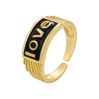 Anillo de dedo de latón, metal, chapado en color dorado, Ajustable & para mujer & esmalte, más colores para la opción, 20mm, Vendido por UD