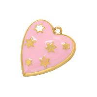 Brass Heart Pendants gold color plated enamel Approx 2mm Sold By PC