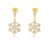 925 Sterling Sølv Drop Earring, Snowflake, forgyldt, Micro Pave cubic zirconia & for kvinde, flere farver til valg, 19.90mm, Solgt af par