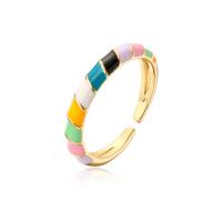 Brass Finger Ring 18K gold plated Adjustable & for woman & enamel 18mm Sold By PC