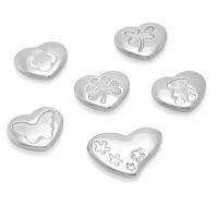 304 acciaio inox pendente, Cuore, DIY & non forato, colore originale, 50PC/borsa, Venduto da borsa