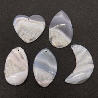 Pendentif Agate dentelle, agate lace, unisexe, gris, 35x45-25x55mm, 5PC/fixé, Vendu par fixé