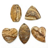 Picture Jasper Hänge, Unisex, gul, 35x45-25x55mm, 5PC/Bag, Säljs av Bag