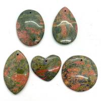 Unakite riipukset, Unisex, sekavärit, 35x45-25x55mm, 5PC/laukku, Myymät laukku