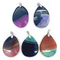 Agate Jewelry Pendants Unisex mixed colors 35x45- Sold By Bag