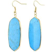 Boucle d'oreille turquoise, alliage de zinc, avec turquoise, bijoux de mode & pour femme, plus de couleurs à choisir, protéger l'environnement, sans nickel, plomb et cadmium, 49x23mm, Vendu par paire