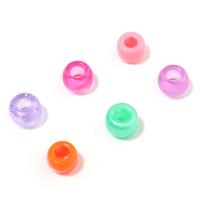 Plastikkugler, Plastic, Flad Rund, du kan DIY, flere farver til valg, 9x6mm, Hole:Ca. 4mm, 100pc'er/Bag, Solgt af Bag