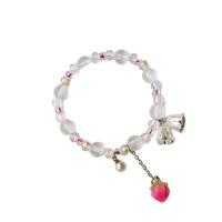 Lampwork Armbanden, met Seedbead & Kristal & Zinc Alloy, Flower Bud, silver plated, mode sieraden & voor vrouw, meer kleuren voor de keuze, Lengte 14-20 cm, Verkocht door PC