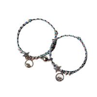 Nylonschnur Armband-Set, mit Magnet & Zinklegierung, antik silberfarben plattiert, 2 Stück & Einstellbar & Modeschmuck & für paar, gemischte Farben, Länge 14-20 cm, verkauft von Paar