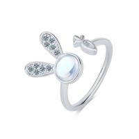 Mässing Cuff finger ring, med Sea Opal, Kanin, plated, mode smycken & micro bana cubic zirconia & för kvinna, fler färger för val, nickel, bly och kadmium gratis, Säljs av PC